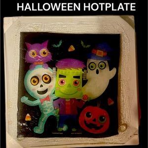 Halloween Glass Hot Plate,Pumpkin,Ghost, Skeleton,Frankenstein, & Owl Creatures